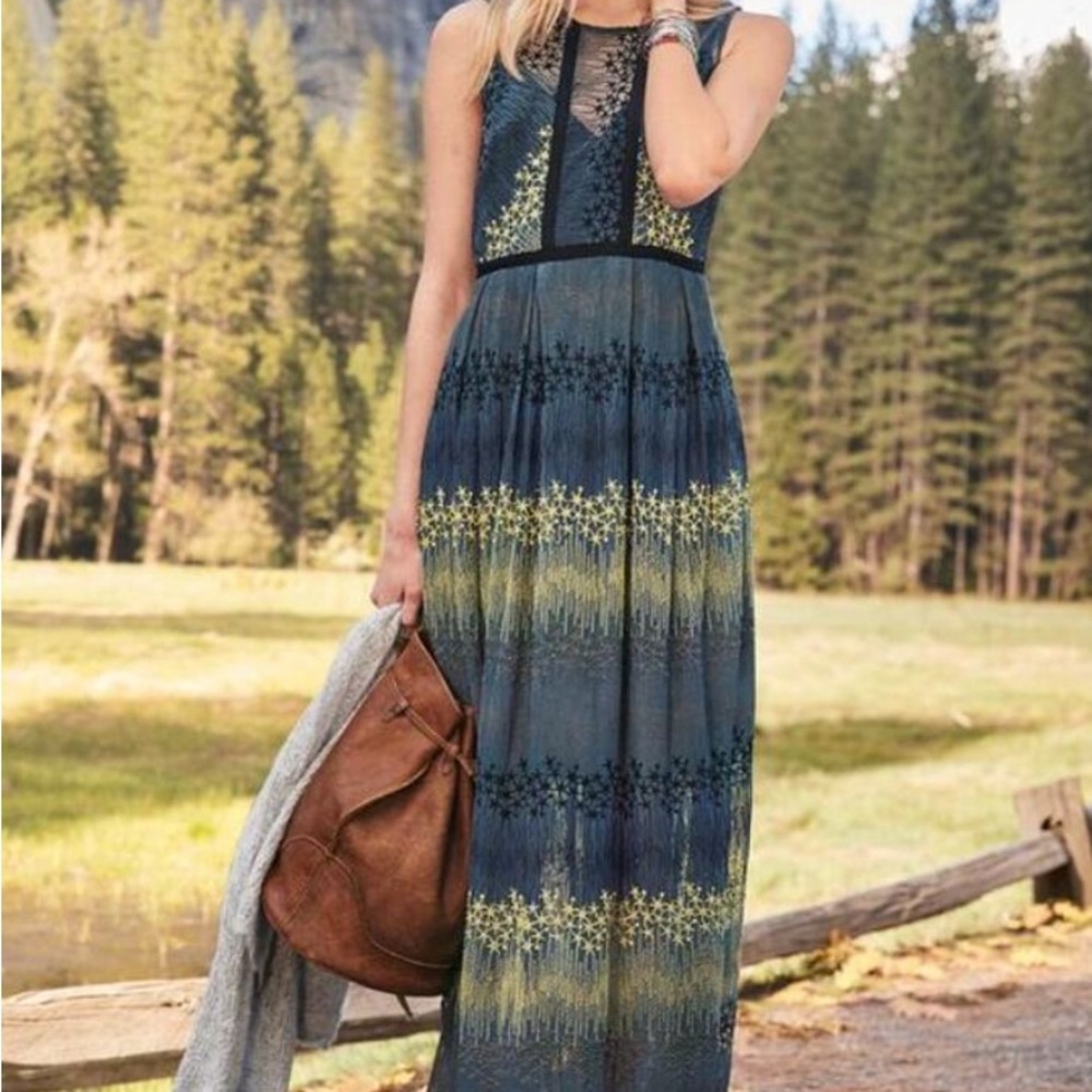 Sundance Moonlit Meadows Dress Embroidered Mesh Maxi Dress 2.    58 long